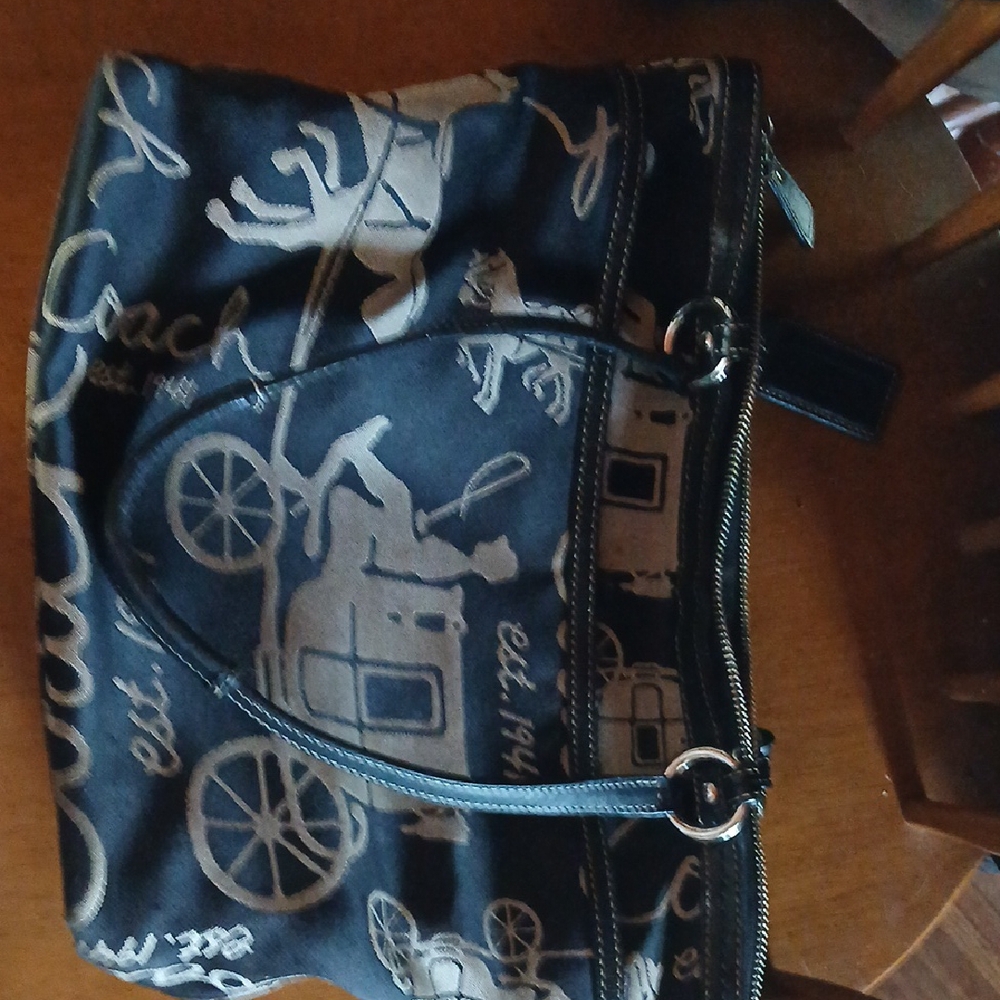 Coach Black and White Duffel Bag